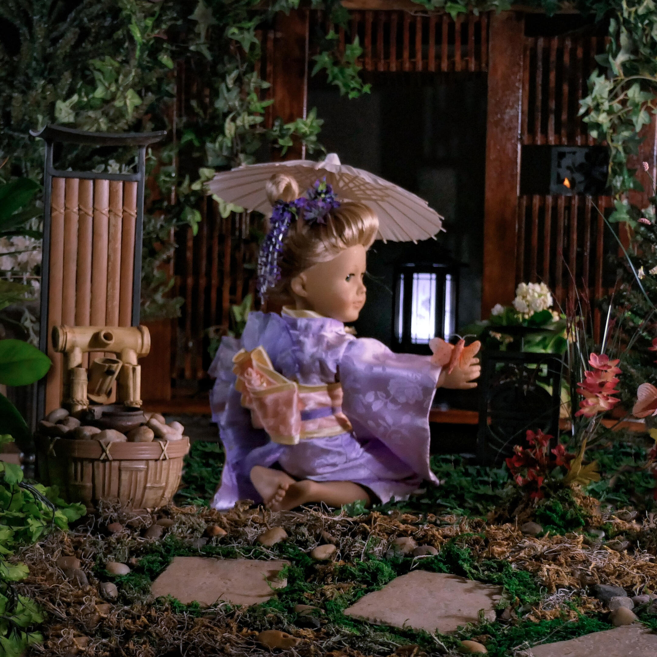 Japanese garden - this was another 10 day photo shoot. I made the little house in the background and the kimono.